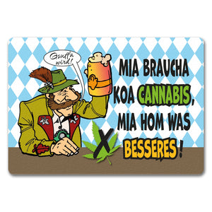Bier statt Gras Biertrinker Fußmatte in 35x50 cm ohne Rand mit Spruch Gsuffa wird!