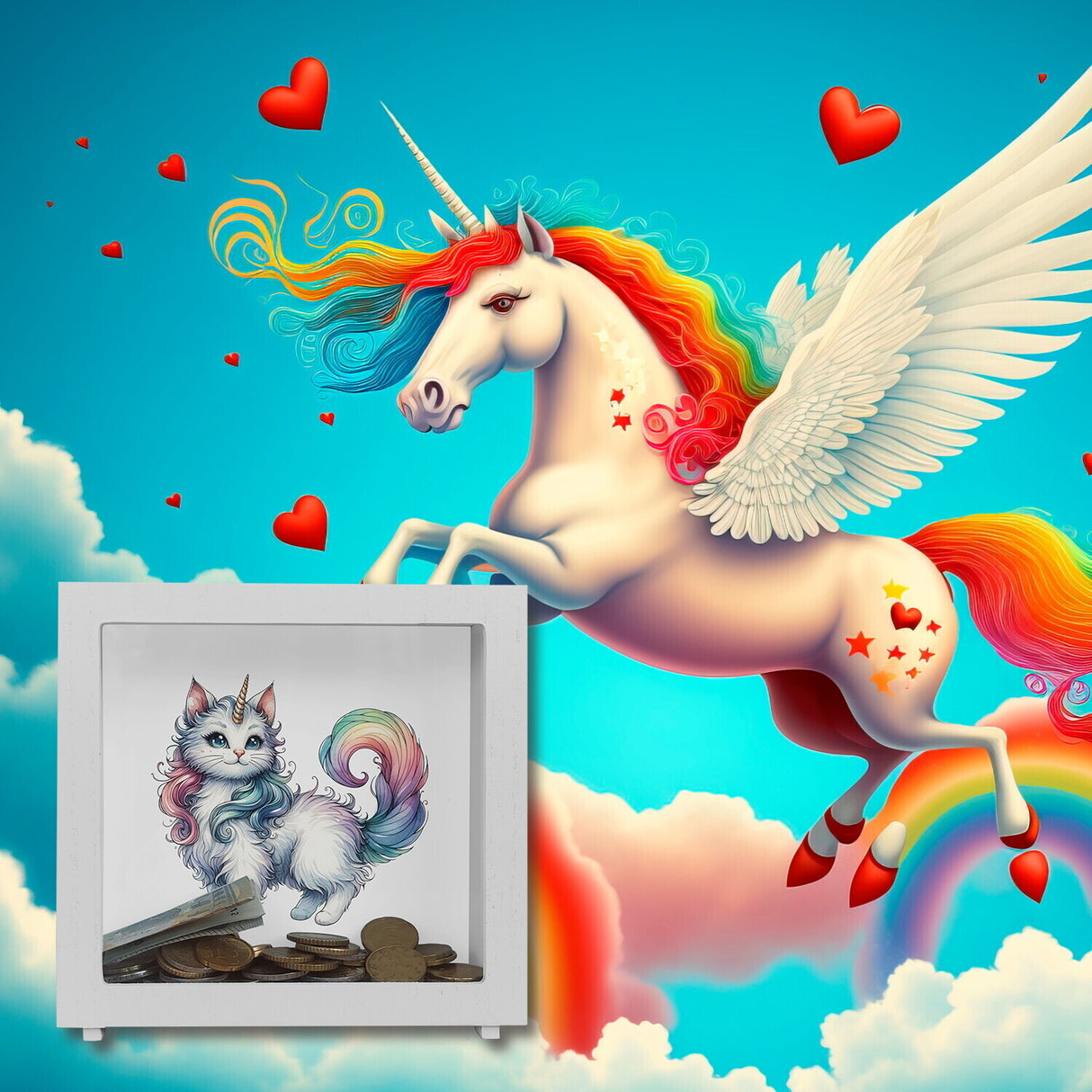Einhorn-Katze Spardose