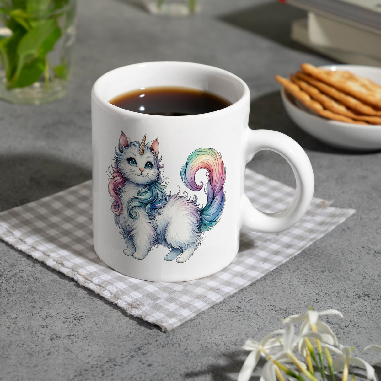 Einhorn-Katze Kaffeebecher