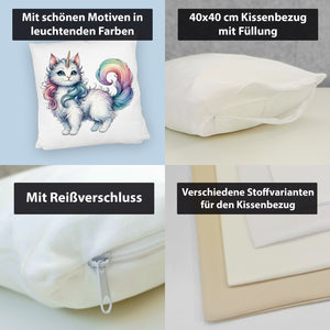 Einhorn-Katze Kissen