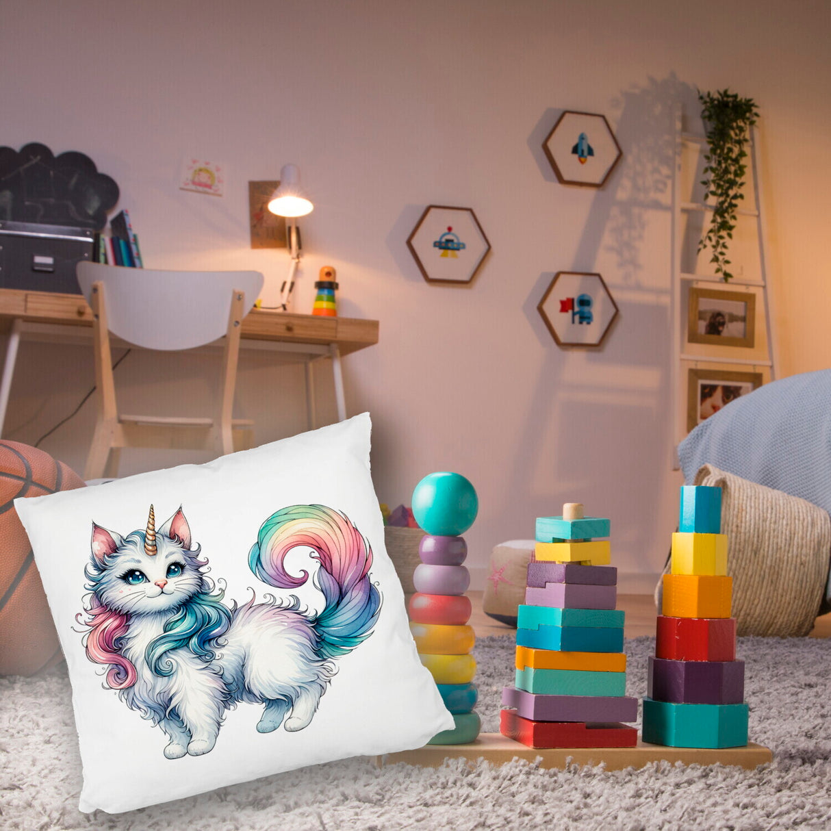 Einhorn-Katze Kissen