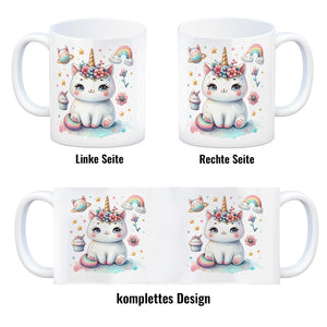 Einhorn-Katze Aquarell Kaffeebecher