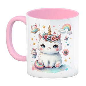 Einhorn-Katze Aquarell Kaffeebecher
