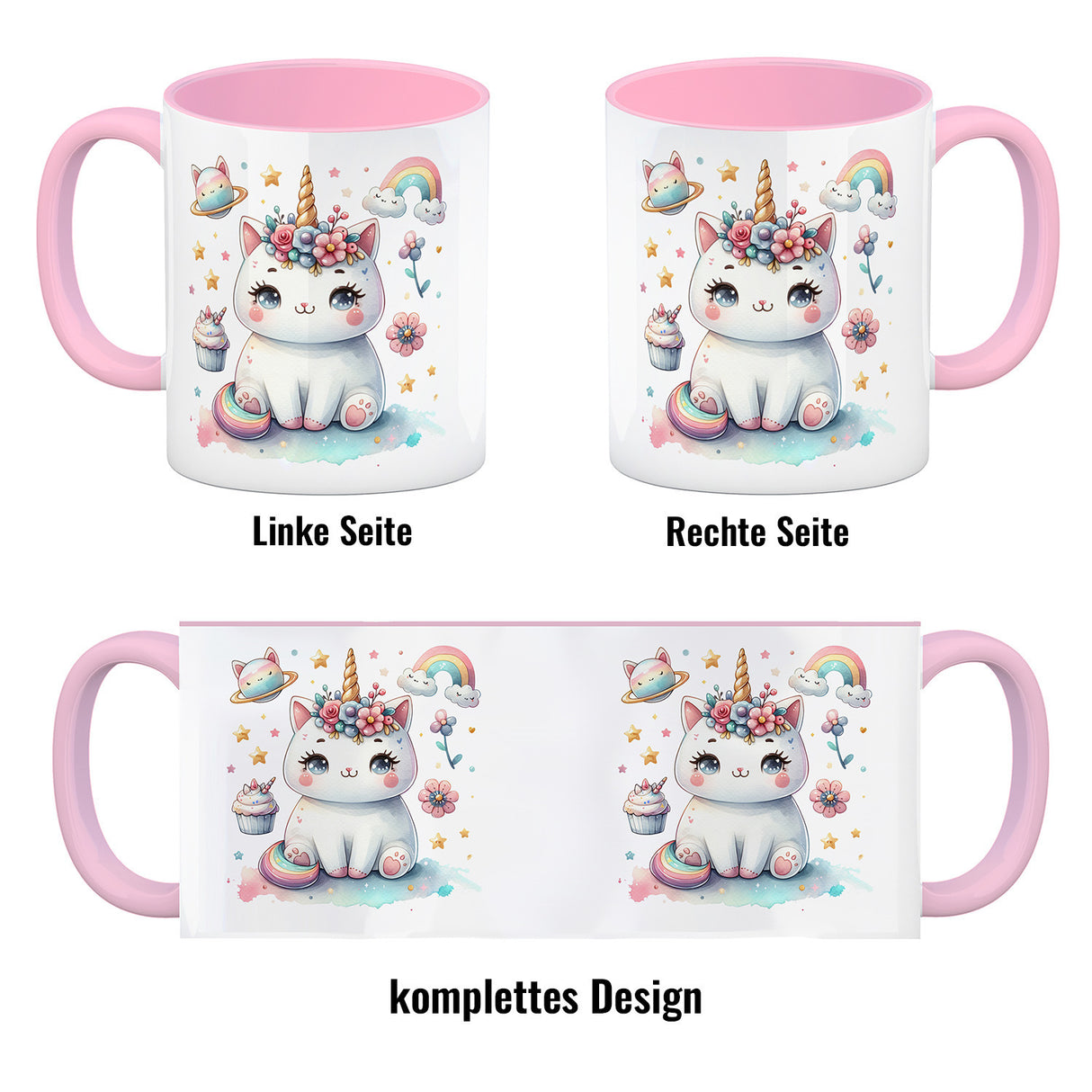 Einhorn-Katze Aquarell Kaffeebecher