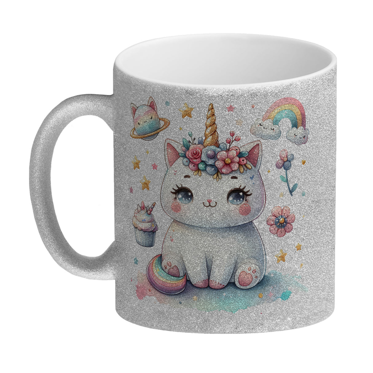 Einhorn-Katze Aquarell Kaffeebecher