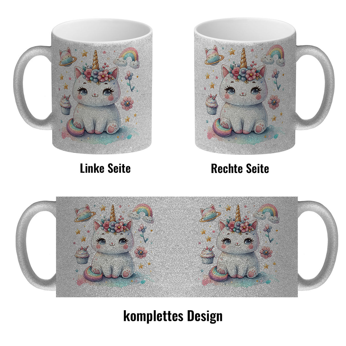 Einhorn-Katze Aquarell Kaffeebecher