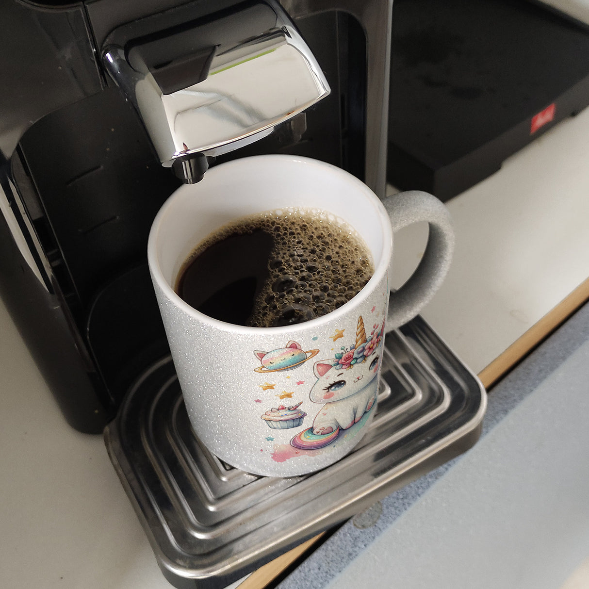 Einhorn-Katze Aquarell Kaffeebecher