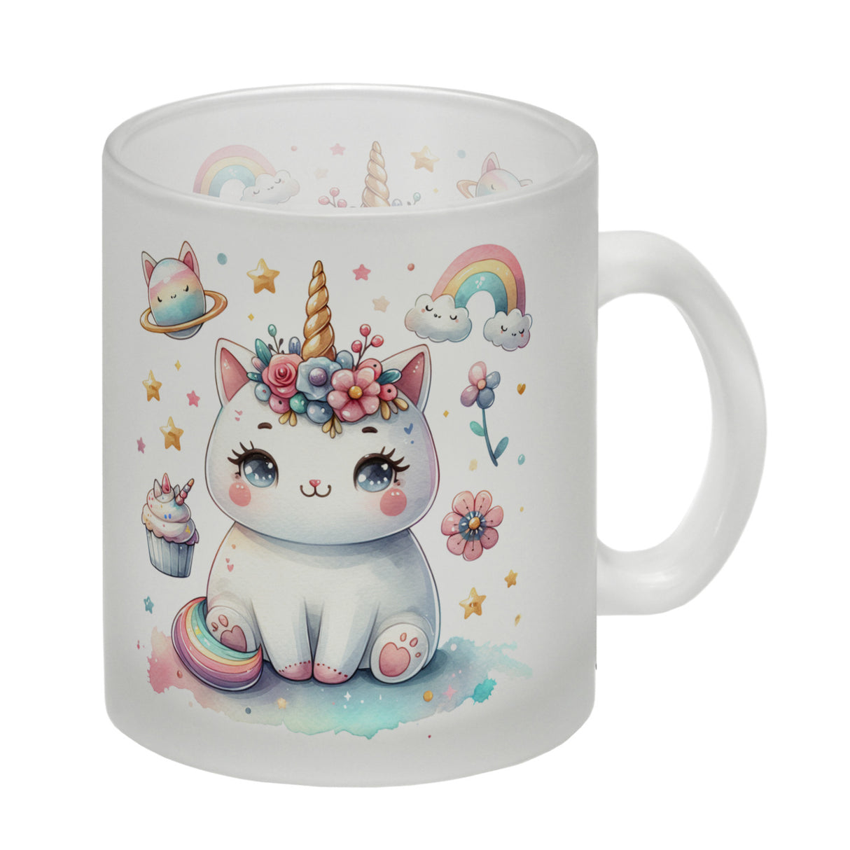 Einhorn-Katze Aquarell Kaffeebecher