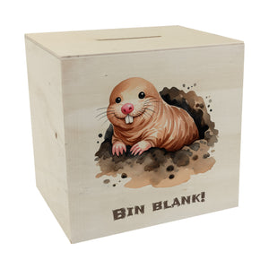 Nacktmull Spardose mit Spruch Bin blank!