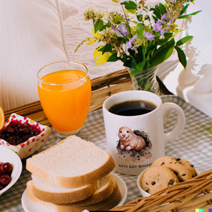 Nacktmull Kaffeebecher mit Spruch Lets Get Naked