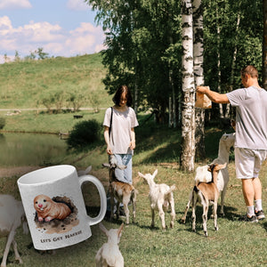 Nacktmull Kaffeebecher mit Spruch Lets Get Naked