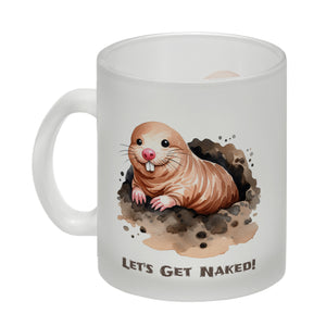 Nacktmull Kaffeebecher mit Spruch Lets Get Naked