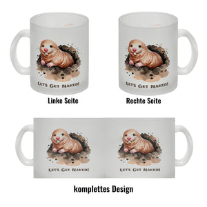 Nacktmull Kaffeebecher mit Spruch Lets Get Naked