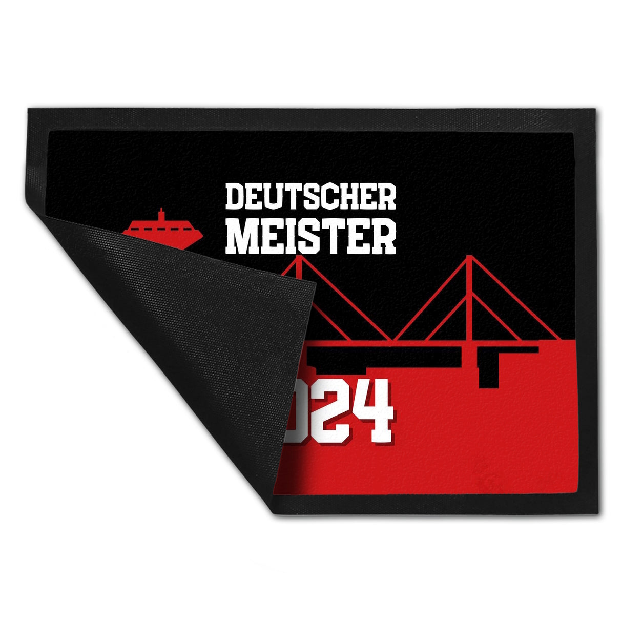 Leverkusen Fußmatte in 35x50 cm mit Spruch Deutscher Meister 2024