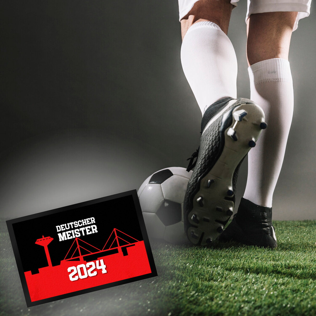 Leverkusen Fußmatte in 35x50 cm mit Spruch Deutscher Meister 2024