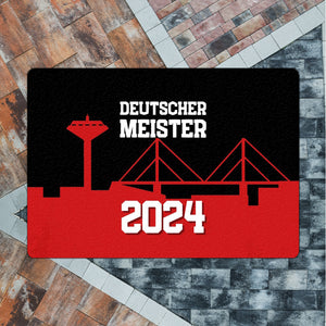 Leverkusen Fußmatte in 35x50 cm ohne Rand mit Spruch Deutscher Meister 2024