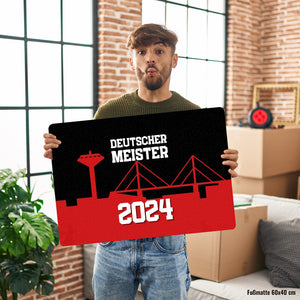 Leverkusen Fußmatte in 35x50 cm ohne Rand mit Spruch Deutscher Meister 2024