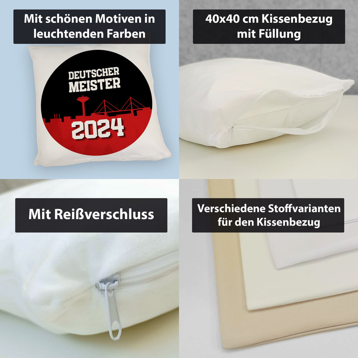 Leverkusen Kissen mit Spruch Deutscher Meister 2024