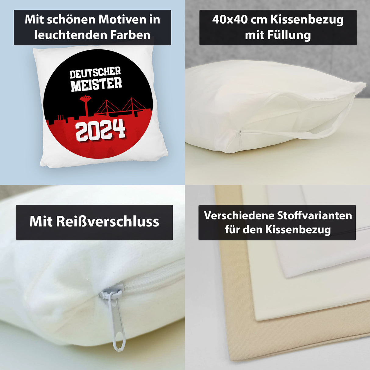 Leverkusen Kissen mit Spruch Deutscher Meister 2024