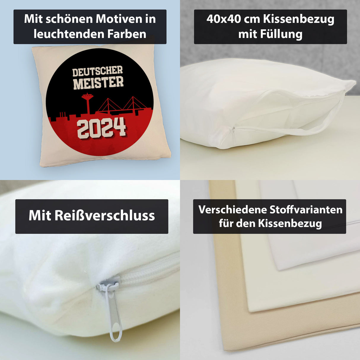 Leverkusen Kissen mit Spruch Deutscher Meister 2024
