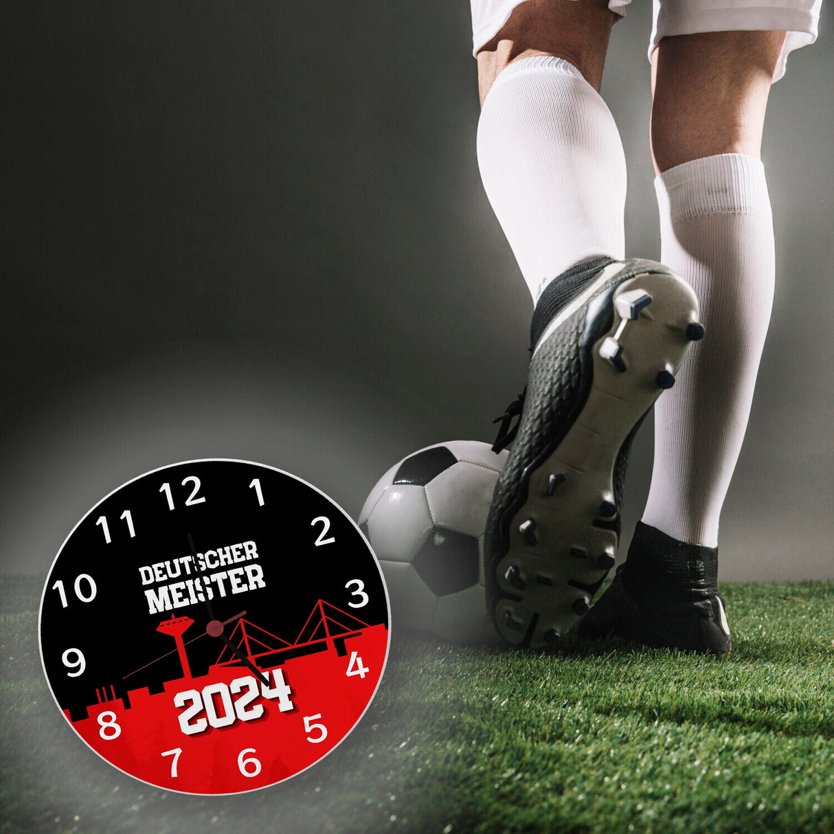 Leverkusen Wanduhr mit Spruch Deutscher Meister 2024