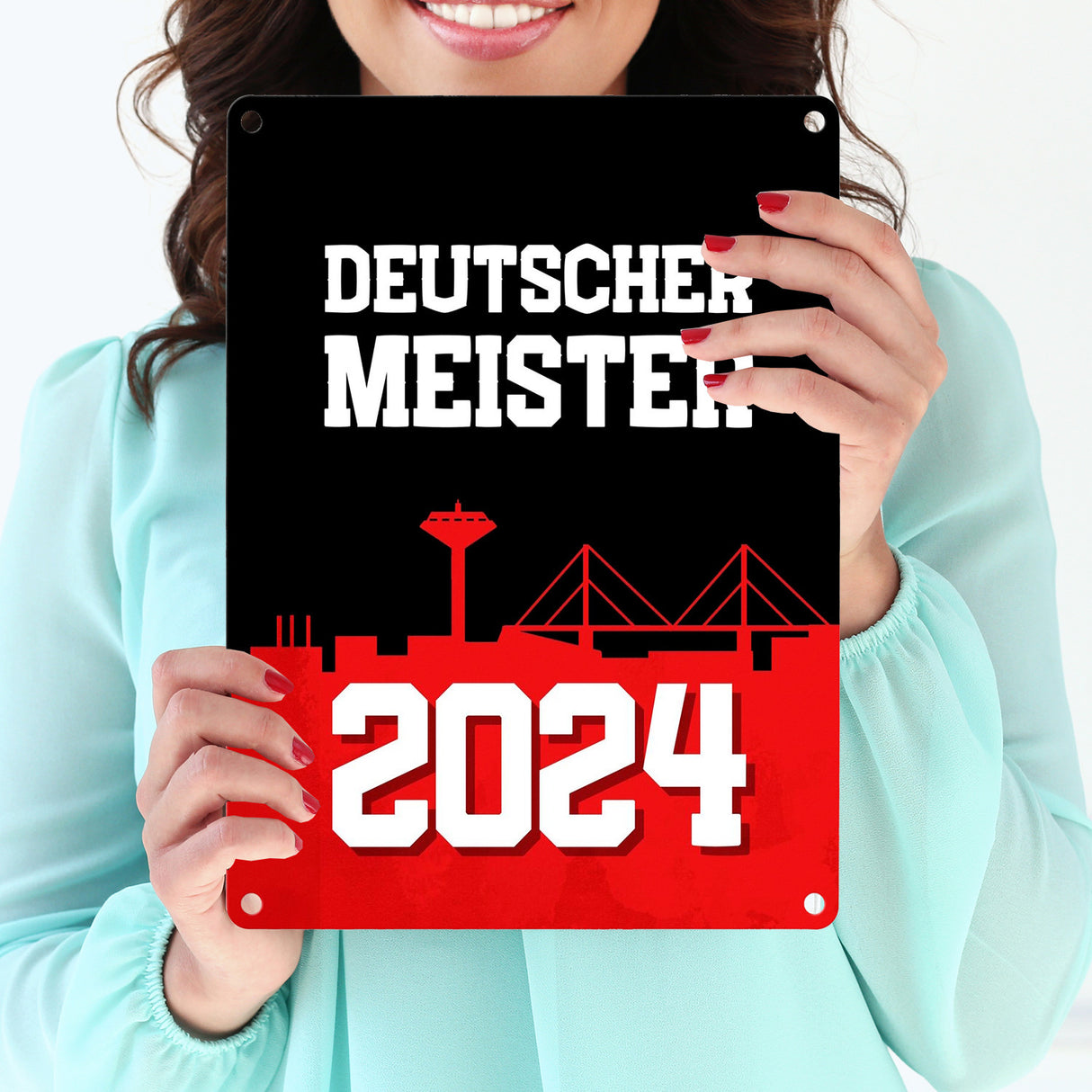 Leverkusen Metallschild in 15x20 cm mit Spruch Deutscher Meister 2024