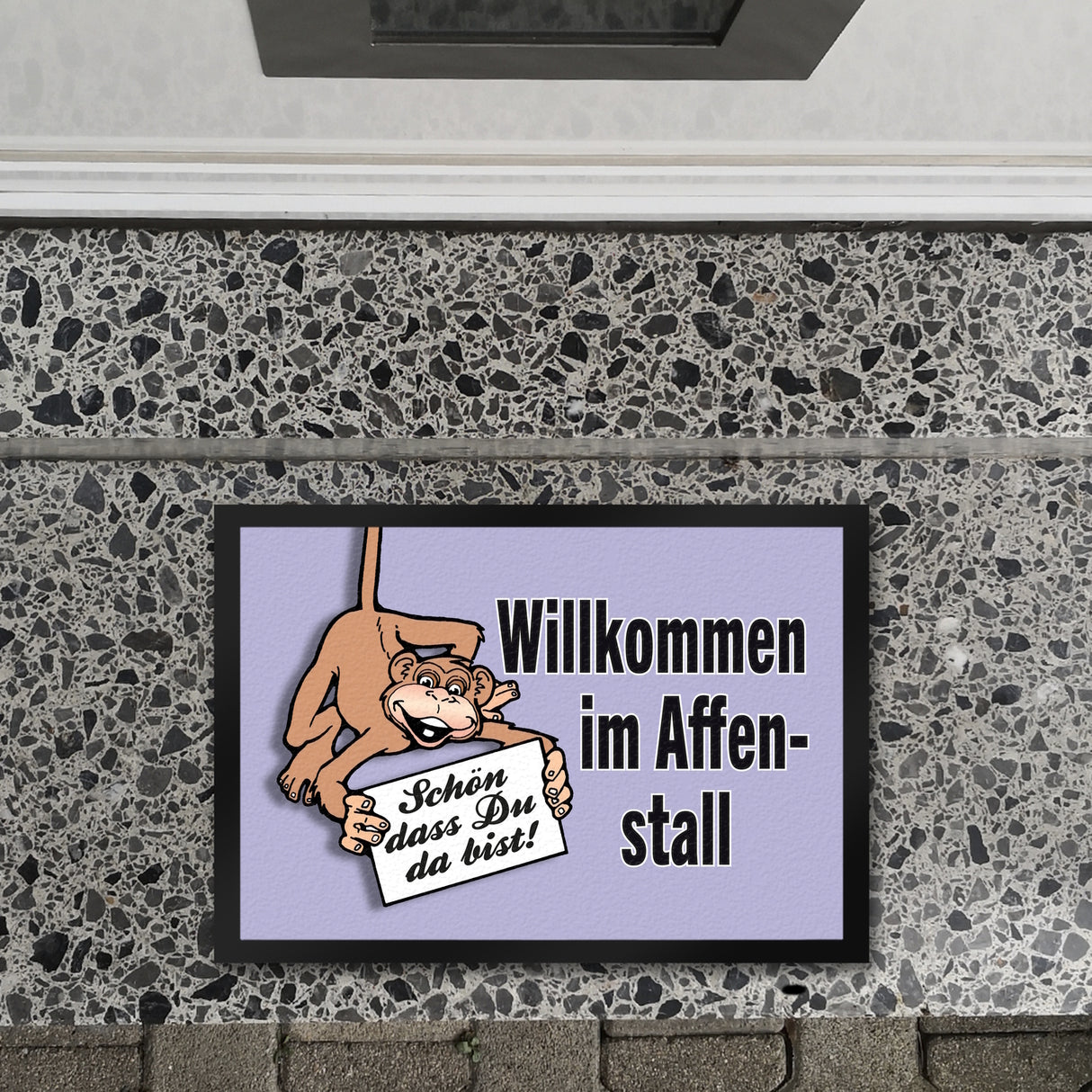 Affe Fußmatte in 35x50 cm mit Spruch Willkommen im Affenstall