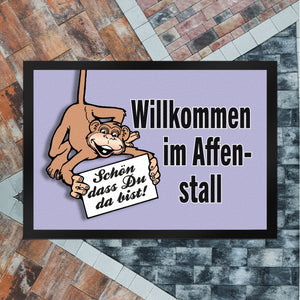 Affe Fußmatte in 35x50 cm mit Spruch Willkommen im Affenstall