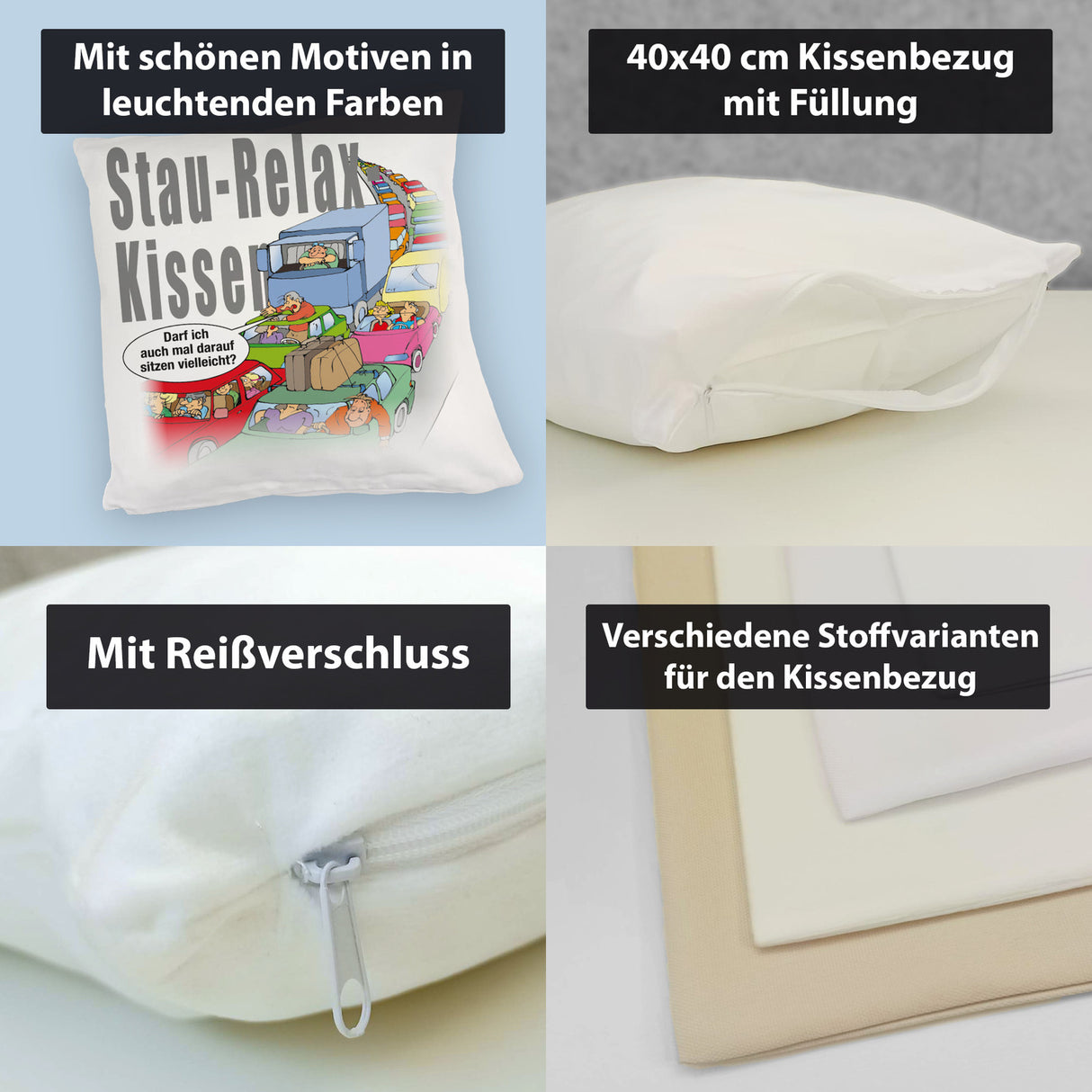 Stau auf Autobahn Kissen mit Spruch Stau-Relax-Kissen darf ich sitzen