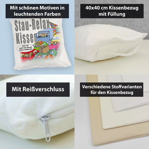 Stau auf Autobahn Kissen mit Spruch Stau-Relax-Kissen darf ich sitzen