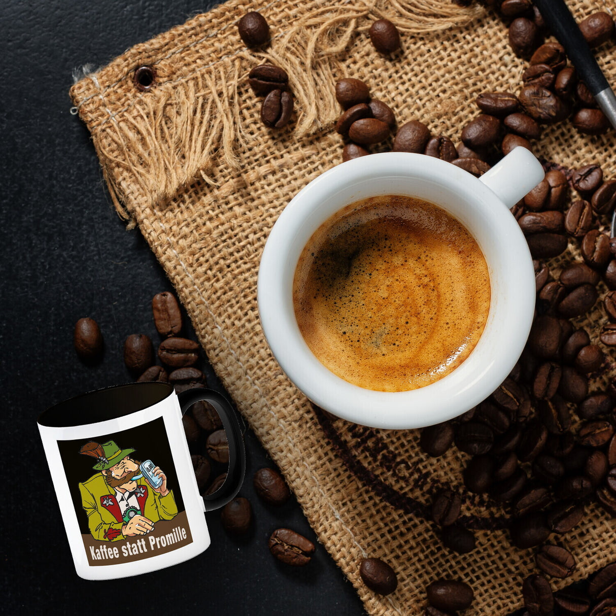 Alkoholtester Kaffeebecher mit Spruch Kaffee statt Promille