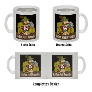 Alkoholtester Kaffeebecher mit Spruch Kaffee statt Promille