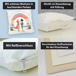 Freundinnen Sonnenuntergang Kissen mit Spruch Freundin wie dich ist Glück