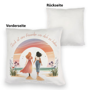 Freundinnen Sonnenuntergang Kissen mit Spruch Freundin wie dich ist Glück