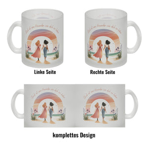 Freundinnen Sonnenuntergang Kaffeebecher mit Spruch Glück ist deine Freundschaft