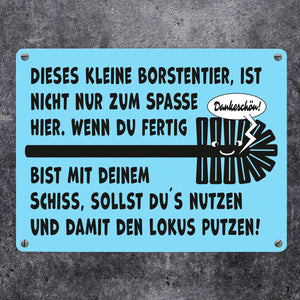 Toiletenbürste Metallschild in 15x20 cm mit Spruch Nutze Bürste nach dem Geschäft