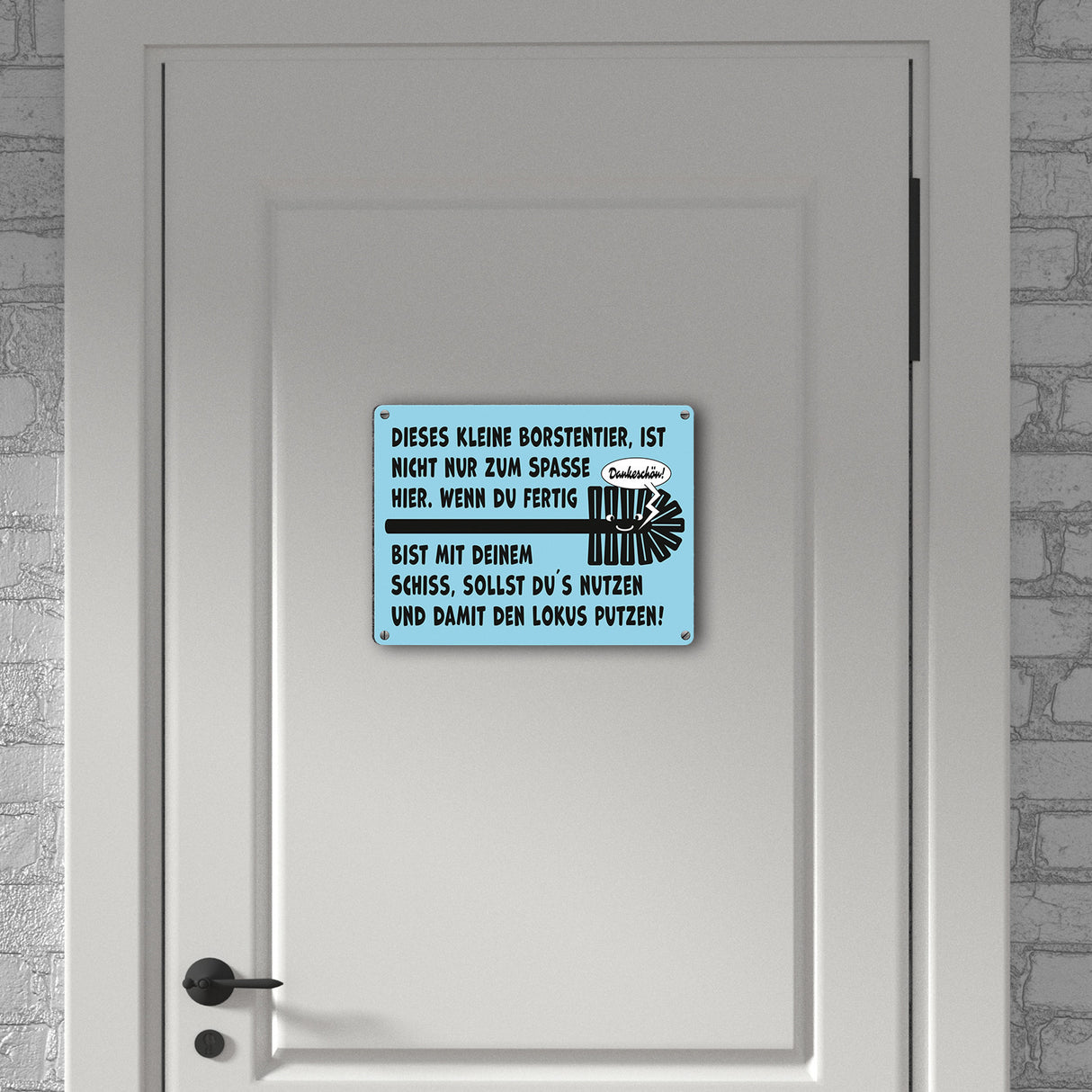 Toiletenbürste Metallschild in 15x20 cm mit Spruch Nutze Bürste nach dem Geschäft