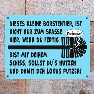 Toiletenbürste Metallschild in 15x20 cm mit Spruch Nutze Bürste nach dem Geschäft