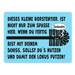 Toiletenbürste Metallschild in 15x20 cm mit Spruch Nutze Bürste nach dem Geschäft