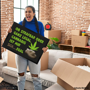 Cannabis-Blatt Fußmatte in 35x50 cm mit Spruch Legal oder nicht Cannabis egal