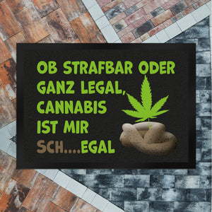 Cannabis-Blatt Fußmatte in 35x50 cm mit Spruch Legal oder nicht Cannabis egal