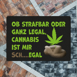 Cannabis-Blatt Fußmatte in 35x50 cm ohne Rand mit Spruch Legal oder nicht Cannabis egal