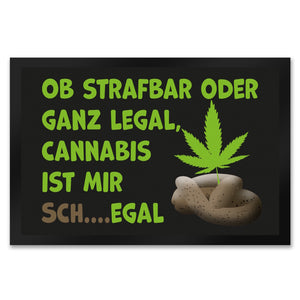 Cannabis-Blatt Fußmatte in 35x50 cm mit Spruch Legal oder nicht Cannabis egal