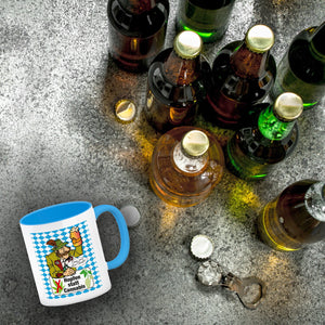 Hopfen statt Cannabis Kaffeebecher mit Spruch Oans zwoa drei Gsuffa