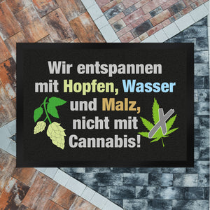 Bier statt Cannabis Fußmatte in 35x50 cm mit Spruch Entspannung mit Bier nicht Cannabis