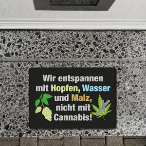 Bier statt Cannabis Fußmatte in 35x50 cm ohne Rand mit Spruch Entspannung mit Bier nicht Cannabis