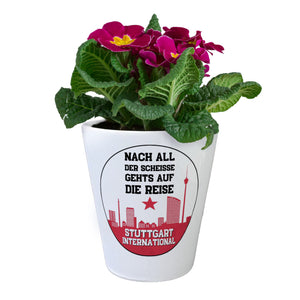 Stuttgart Europapokal Blumentopf mit Spruch Stuttgart International
