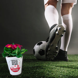 Stuttgart Europapokal Blumentopf mit Spruch Stuttgart International