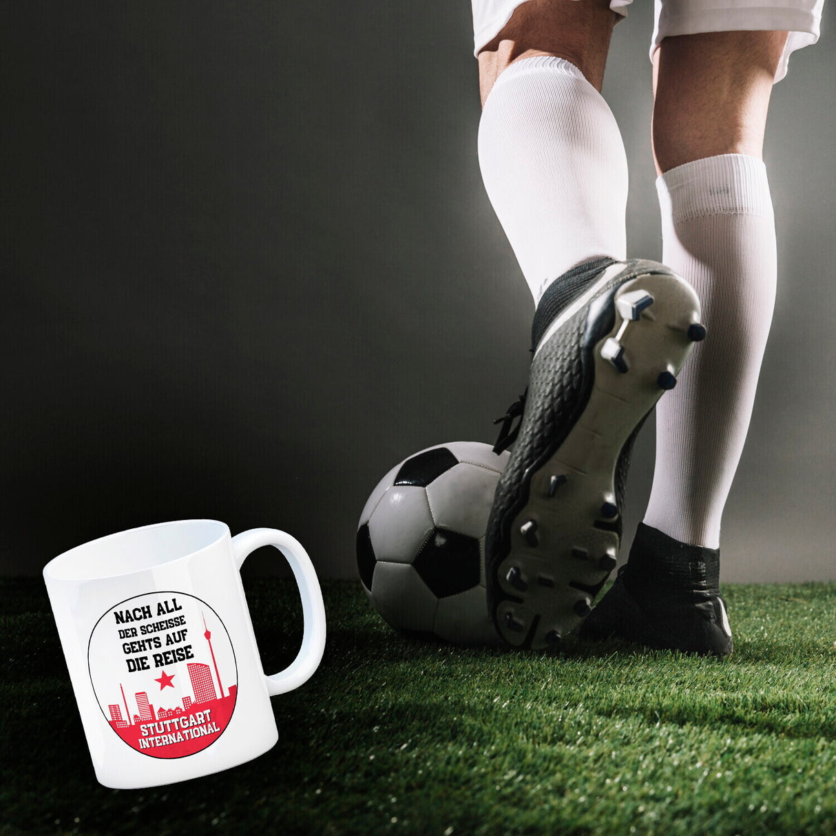 Stuttgart Europapokal Kaffeebecher mit Spruch Stuttgart International