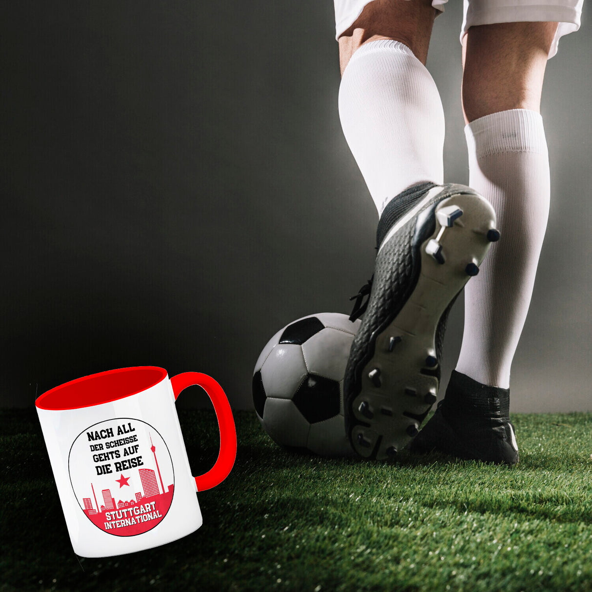 Stuttgart Europapokal Kaffeebecher mit Spruch Stuttgart International